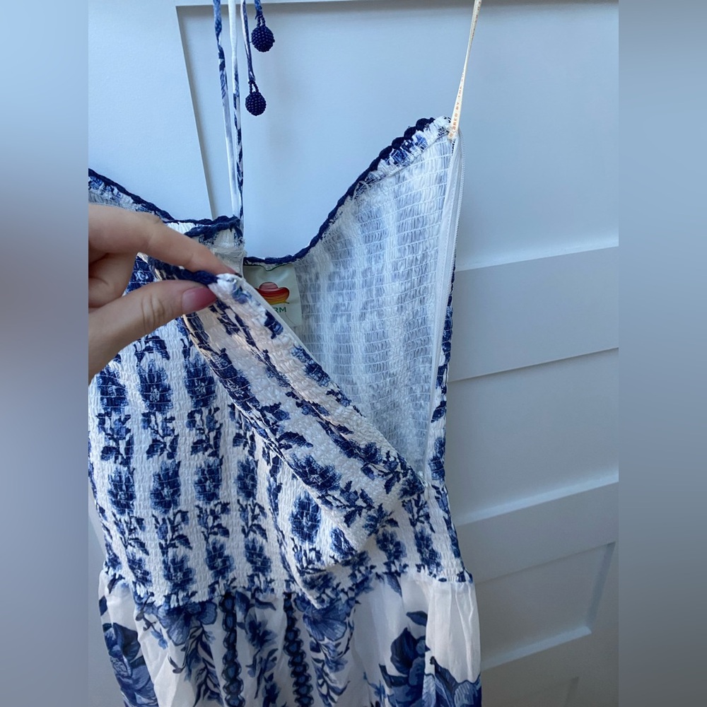 Farm Rio Blue and White Maxi Scarf Dress - Picture 10 of 10